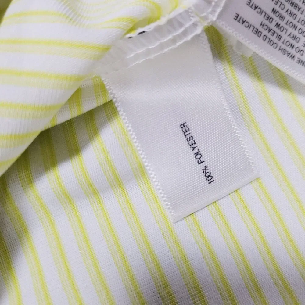 Cutter & Buck Polo Shirt Mens 2XL Yellow Striped CB DryTec Golf Performance
